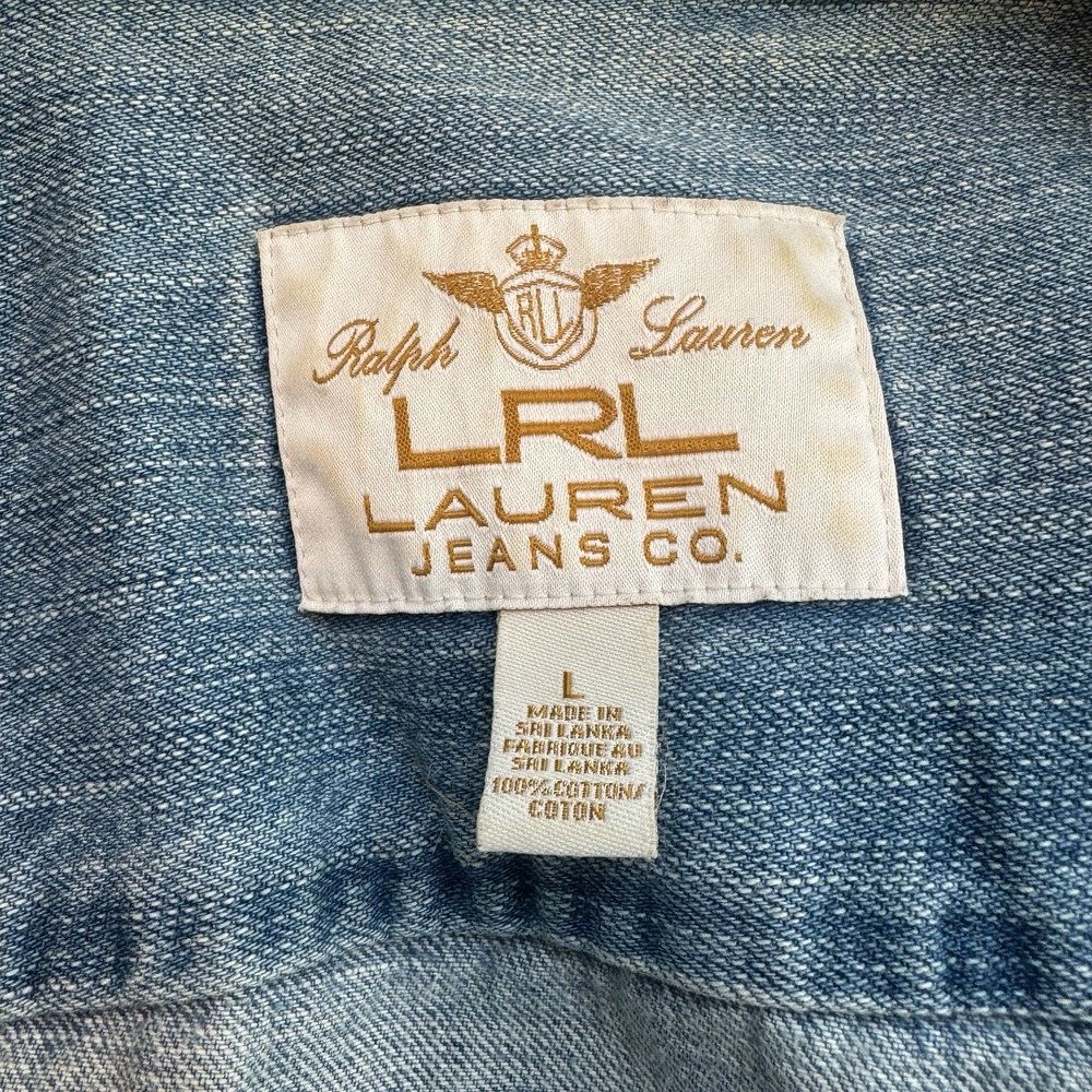 Lauren Ralph Lauren Denim Trucker Jacket Womens Large Blue Jean Cropped Western - Picture 4 of 10